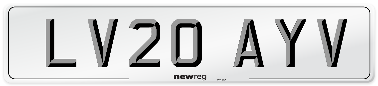 LV20 AYV Number Plate from New Reg